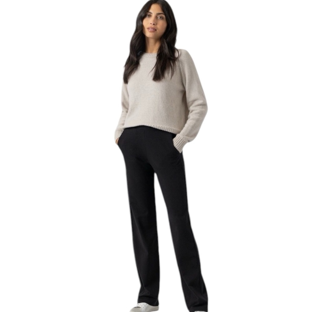 Saint + Sofia Black Apartment Stretchy Pull-On Pants Wide Leg High Rise Size 18